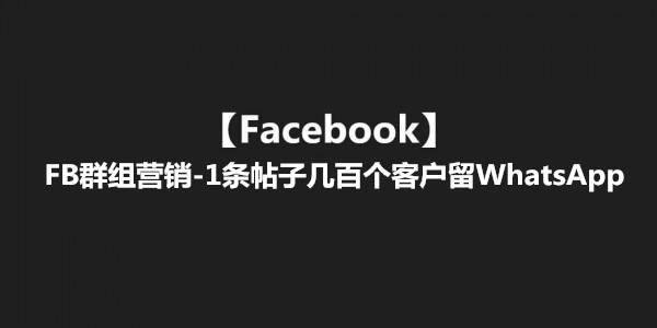 【Facebook】FB群组营销-1条帖子几百个客户留WhatsApp