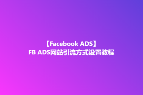 FB ADS网站引流方式设置教程
