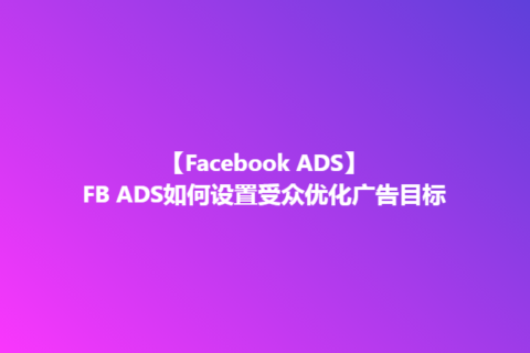 FB ADS如何设置受众优化广告目标